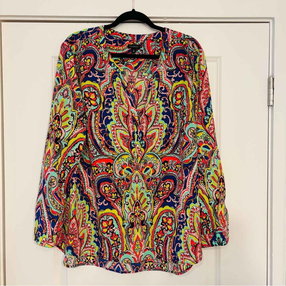 Talbots Multicolor Paisley Blouse. XL. Excellent Condition.